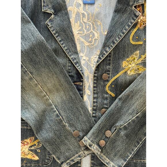 JouJou Y2K Embroidered Denim Jacket XXL - Picture 7 of 14